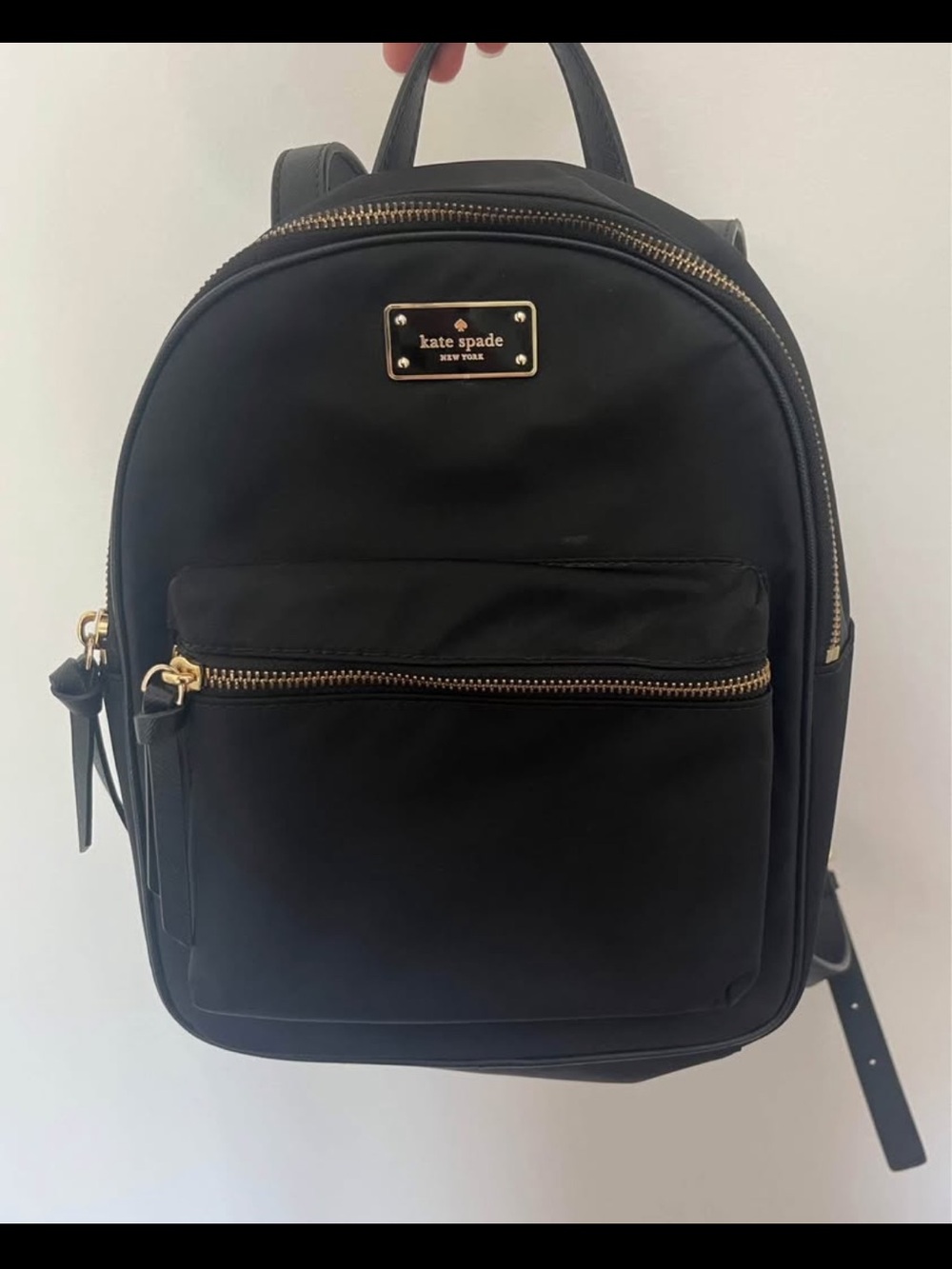 Kate Spade Black Small Nylon Backpack with Gold Hardware